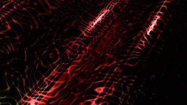 Evrensel Soyut Neon Yeşil ve Kırmızı Dalgalı Izgara Karanlık Arkaplan Dinamik Dijital Bağlantılar ve Enerji Yolları Görsel Akışı
