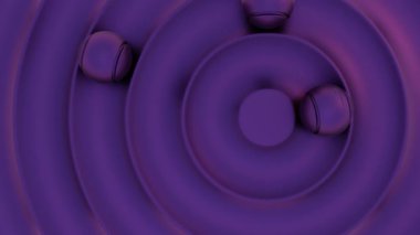 Hipnotik Mor Soyut Döngü: Parlak Küreler Konsantrik Çemberler Yörüngesinde - Kusursuz Soyut Döngü Arkaplanı