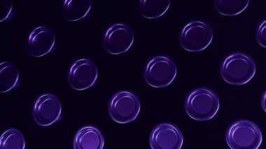 Mor metalik halkaları büyüleyen karmaşık bir karanlık soyut hareket grafikleri arka planı. Tekrarlayan geometrik şekillerin ince, ritmik hareketi pürüzsüz, parlak bir dokusu olan sürekli, zarif bir görsel akış yaratır..