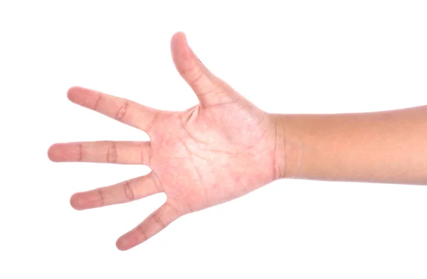 Criança mão no fundo branco — Fotografia de Stock