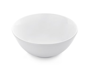 Beyaz arka planda boş beyaz kase izole
