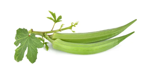 Frische Okra oder grüne Roselle auf weißem Hintergrund. — Stockfoto