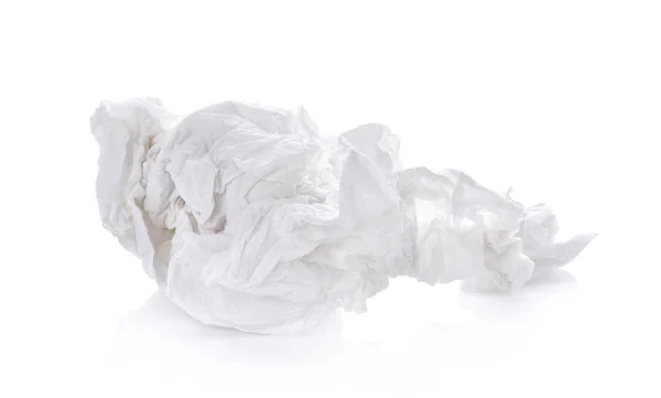 Papel tissue amassado sobre fundo branco — Fotografia de Stock