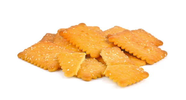 Cookie-k sós keksz biscuit meghintjük egy fehér főleg CIG a Szezám — Stock Fotó