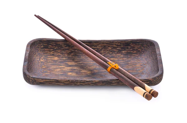 Pałeczki i naczynia wykonane z drewna palm — Zdjęcie stockowe