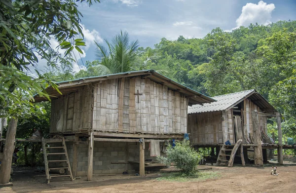 Bamboe huis in de jungle Rechtenvrije Stockafbeeldingen