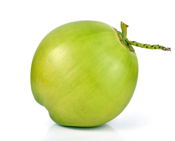 Beyaz arkaplanda yeşil hindistan cevizi meyvesi izole edilmiş