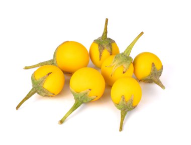 beyaz zemin üzerine sarı patlıcan