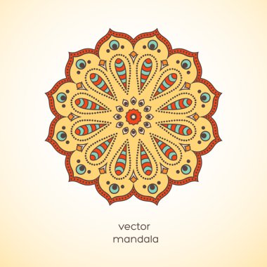 Bej arka planda süs renkli mandala