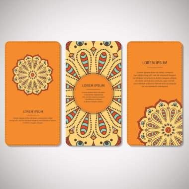 Süs kartları seti, çiçek mandala ile el ilanları