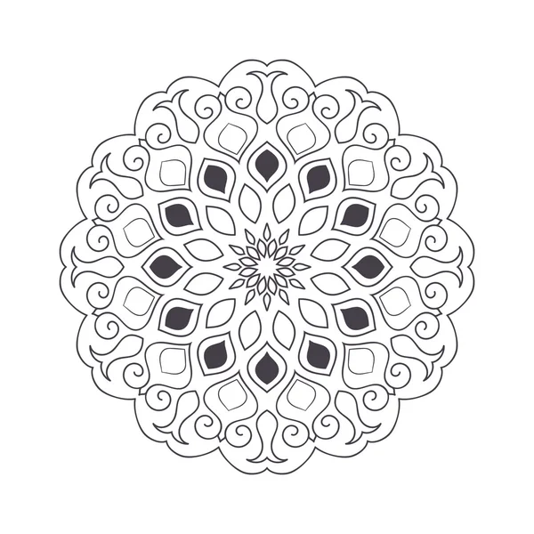 Tangan digambar mandala bunga untuk buku mewarnai. Pola etnis henna hitam dan putih. India, Asia, arab, islamik, ottoman, moroccan motif. Ilustrasi vektor . - Stok Vektor