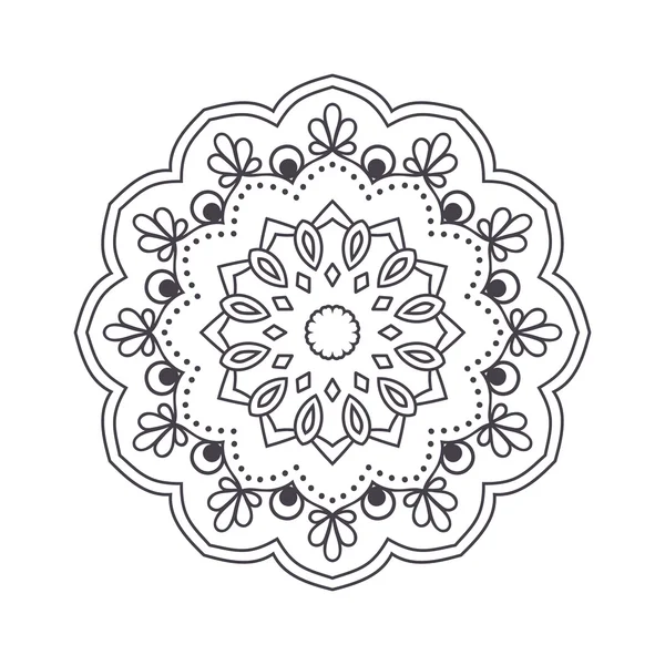 Ručně tažené květinové mandaly pro barvení knih. Černá a bílá etnická maska. Indiánský, asijský, arabský, islámský, osmanský, marocký motiv. Vektorová ilustrace. — Stockový vektor