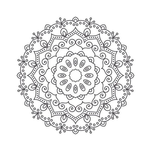 Hand getekende bloem Mandala voor kleurboek. Zwart-wit etnische henna patroon. Indiase, Aziatische, Arabisch, islamitische, Ottomaanse, Marokkaanse motief. Vector illustratie. — Stockvector