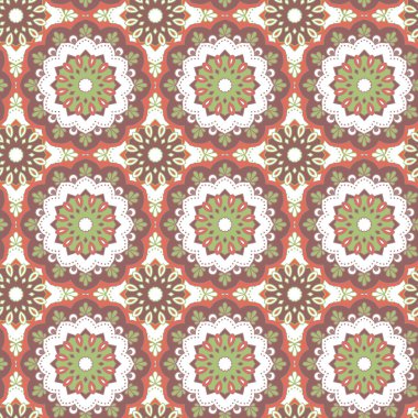 Dikişsiz el çizilmiş mandala desen. Vintage dekoratif unsurlar. İslam, Arapça, Hint, Türk, Osmanlı motifleri. Kumaş veya kağıda baskı için. Vektör çizimi.