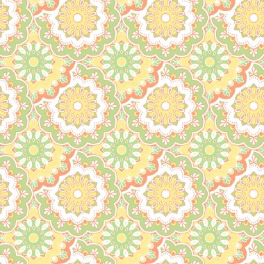 Dikişsiz el çizilmiş mandala desen. Vintage dekoratif unsurlar. İslam, Arapça, Hint, Türk, Osmanlı motifleri. Kumaş veya kağıda baskı için. Vektör çizimi.