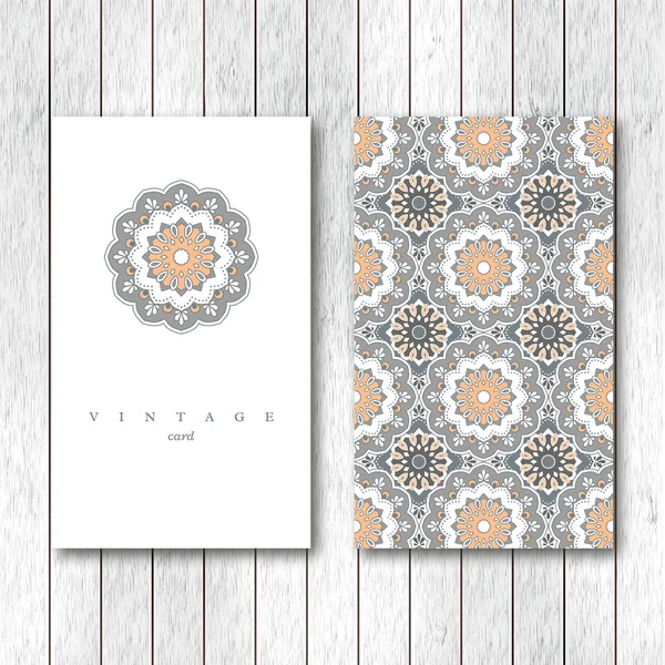 Set of cards, flyers, brochures, templates with hand drawn mandala pattern. Vintage decorative elements in oriental style. Indian, asian, arabic, islamic, ottoman motif.Vector illustration. — Stock Vector