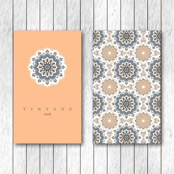 Set of cards, flyers, brochures, templates with hand drawn mandala pattern. Vintage decorative elements in oriental style. Indian, asian, arabic, islamic, ottoman motif.Vector illustration. — Stock Vector