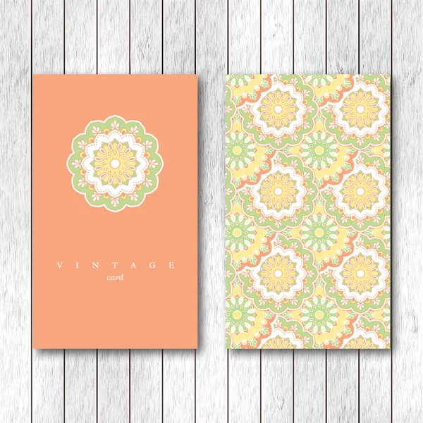 Set of cards, flyers, brochures, templates with hand drawn mandala pattern. Vintage decorative elements in oriental style. Indian, asian, arabic, islamic, ottoman motif.Vector illustration. — Stock Vector