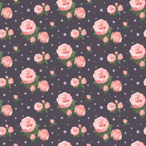 Patrón rosa sin costuras, fondo floral. Diseño de flores vintage. Para imprimir en tela o papel. Ilustración vectorial . — Archivo Imágenes Vectoriales