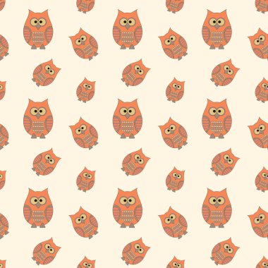 Komik baykuşlar ile Seamless modeli. Karikatür tarzı. Vektör çizim.
