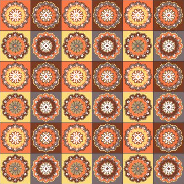 Sorunsuz elle çizilmiş mandala desen baskı kumaş ya da kağıt almak için. Oryantal tarzı Vintage dekoratif öğeler. Islam, Arapça, Hint, Türk, Osmanlı motifleri. Vektör çizim.