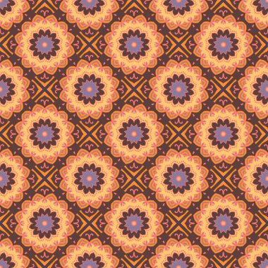 Sorunsuz mandala desen. Vintage öğeler oryantal tarzı. Doku duvar kağıtları, arka planlar ve sayfa dolgu veya kumaş ya da kağıt üzerine baskı için. Islam, Arapça, Hint, Türk, Osmanlı motifleri. Vektör.