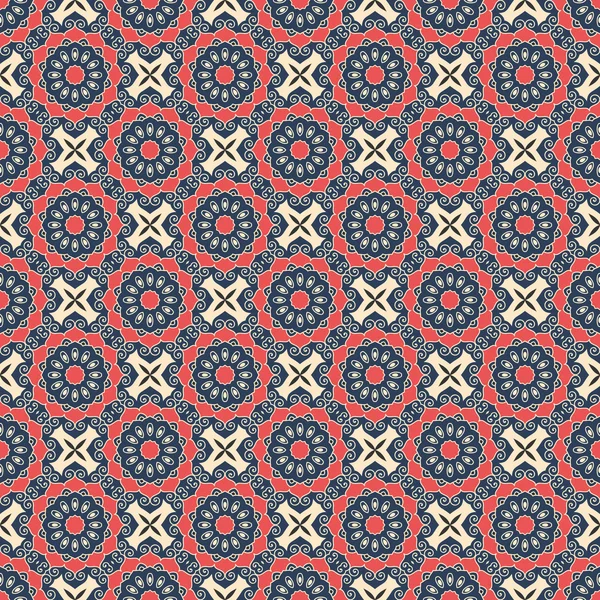 Patrón de mandala sin costuras. Elementos vintage de estilo oriental. Textura para fondos de pantalla, fondos y relleno de página o impresión en tela o papel. Islam, árabe, indio, turco, motivos otomanos. Vector . — Vector de stock