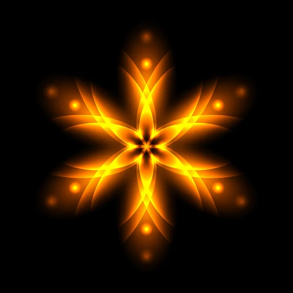 Abstract glowing light flower, symbol of life and energy, fire fractal. Vector illustration. — Stock Vector