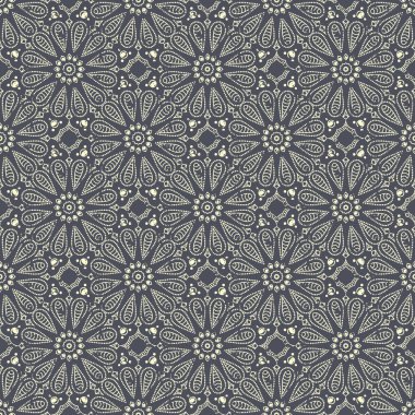 Sorunsuz elle çizilmiş mandala desen. Vintage öğeler grunge etkisi ile oryantal tarzı. Kumaş, kağıt ve sayfa dolgu olarak kullanılabilir. Islam, Arapça, Hint, Türk, Osmanlı, Asya motifler. Vektör.