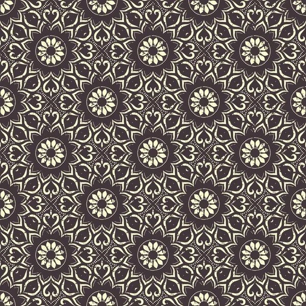 Seamless hand drawn mandala pattern. Vintage elements in oriental style with grunge effect. Can be used as fabric, paper and page fill. Islam, arabic, indian, turkish,ottoman, asian motifs. Vector. — Stock Vector