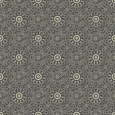 Sorunsuz elle çizilmiş mandala desen. Vintage öğeler grunge etkisi ile oryantal tarzı. Kumaş, kağıt ve sayfa dolgu olarak kullanılabilir. Islam, Arapça, Hint, Türk, Osmanlı, Asya motifler. Vektör.