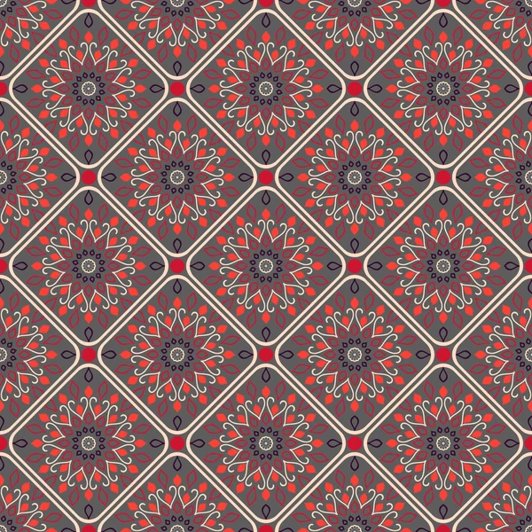 シームレスなマンダラ パターン。オリエンタル スタイルのヴィンテージの要素。布や紙に印刷やページ塗りつぶし背景壁紙のテクスチャ。イスラム教、アラビア語、インド、トルコ、オスマンのモチーフ。ベクトル. — ストックベクタ