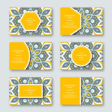 Süs kümesi el çekilmiş mandala kartları, iş, şablon ziyaret etti. Vintage dekoratif tarzı. Hindistan, Asya, Arap, İslam, Osmanlı motif. Vektör çizim. 