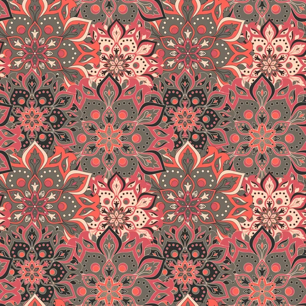 Nahtloses handgezeichnetes Mandala-Muster. Vintage-Elemente im orientalischen Stil. Textur für Hintergrundbilder, Hintergründe und Seitenfüllungen. Islam, arabische, indische, türkische, osmanische, asiatische Motive. Vektorillustration. — Stockvektor