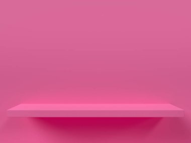 3d render of pink empty shelf. clipart