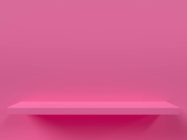 3d render of pink empty shelf.
