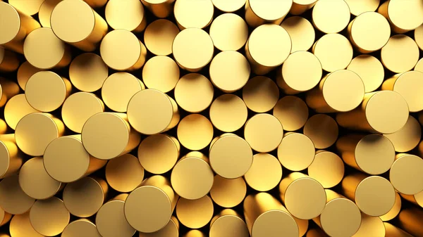 Round mosaic surface with golden cylinders. — Stock Photo, Image