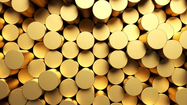 Superfície de mosaico redondo com cilindros dourados. — Fotografia de Stock