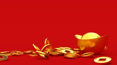 Düşen Çin altın 3D sikkeleri.