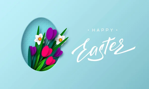 Joyeux fond floral de Pâques. — Image vectorielle