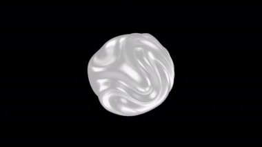 Üç boyutlu beyaz dalga küresi. Pürüzsüz soyut sıvı şekli.