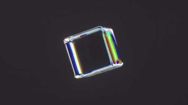 Cubo rotativo de vidro 3d. — Vídeo de Stock