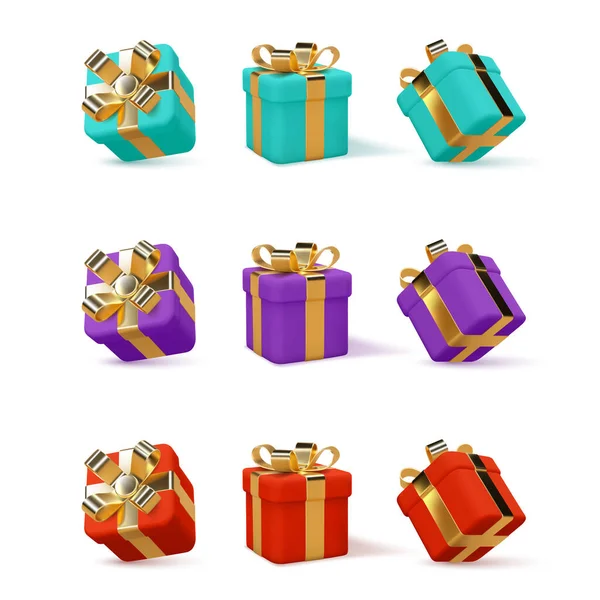 Set de coffrets cadeaux 3d. — Image vectorielle