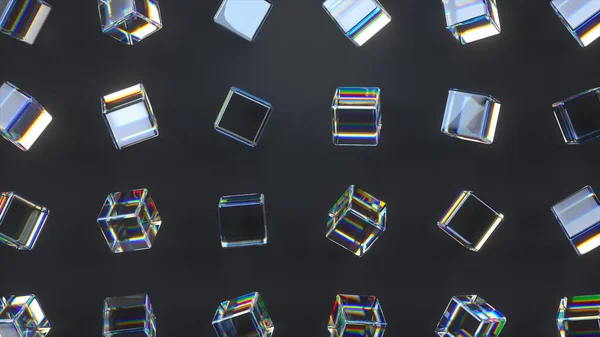 3d glass rotating cubes.