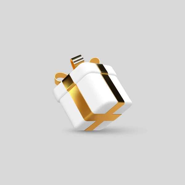 3d κουτί δώρου τυλιγμένο χρυσή κορδέλα — Διανυσματικό Αρχείο