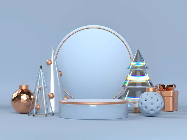 Scène de Noël 3d avec podium. — Photo