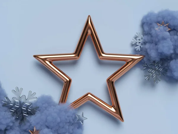 Yıldızlı 3D Yeni Yıl Sahnesi.