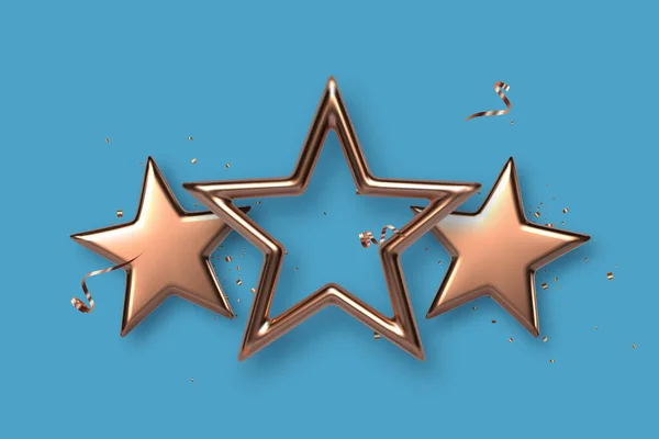 Três estrelas de ouro ou bronze. — Vetor de Stock