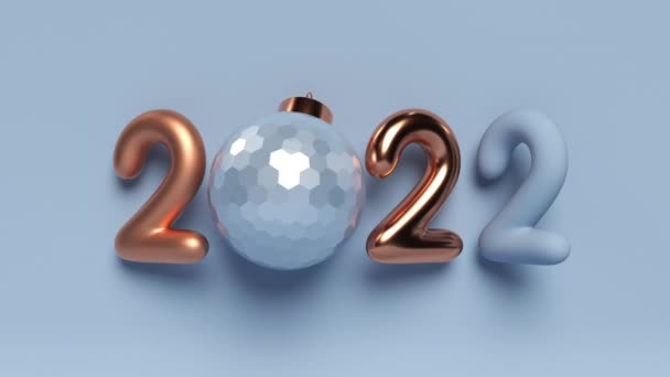 2022 sinal de ano novo com bola rotativa. — Vídeo de Stock