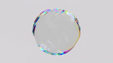 Düz yüzey dalgaları ve dinamik ışık yansımaları olan sıvı bir küre. Şeffaf yanardöner cam. 4k kusursuz holografik döngü animasyonu.